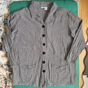 Vintage 90s Engineer Check 100% Silk Blouse Shirt Jacket Shacket Sz 18W Women’s